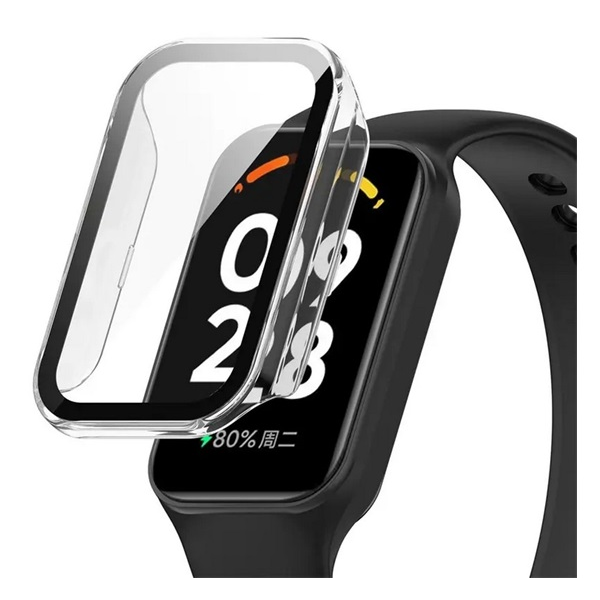 gigapack Műanyag keret (ütésállóság + kijelzővédő üveg) ÁTLÁTSZÓ Xiaomi Redmi Smart Band 2 / Smart Band 8 Active " csomagolás" (GP-150352)