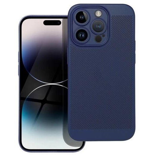 Gigapack Apple iPhone 14 Pro Max légáteresztő, lyukacsos műanyag tok sötétkék (GP-142617) (GP-142617)