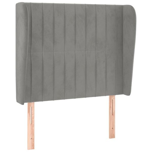 Tăblie de pat cu aripioare gri deschis 93x23x118/128 cm catifea