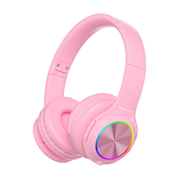 Căști Bluetooth pentru copii PowerLocus PLED, roz