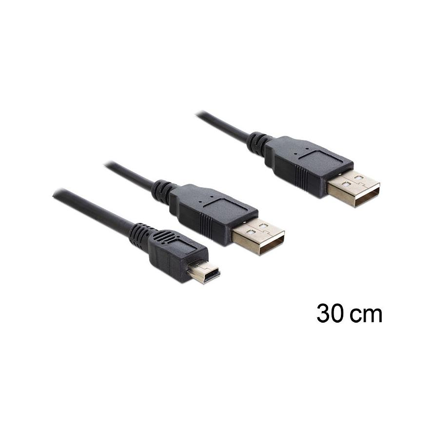 Delock 83178 2xUSB 2.0 > USB mini 5pin kábel 30 cm (83178)