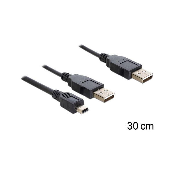 Delock 83178 2xUSB 2.0 > USB mini 5pin kábel 30 cm (83178)