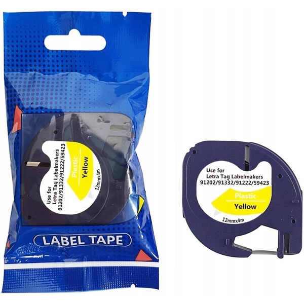 Taśma DYMO LT 91202 12mm x 4m S0721620 czarny na żółtym zamiennik