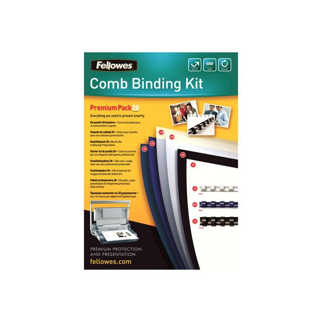 Fellowes kezdőcsomag műanyag spirálozáshoz, prémium, 20 dokumentum bekötéséhez (5371801) (fell5371801)