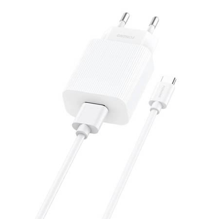 Foneng EU28 hálózati töltő + USB-A - USB-C kábel fehér (EU28 Type-C) (EU28 Type-C)