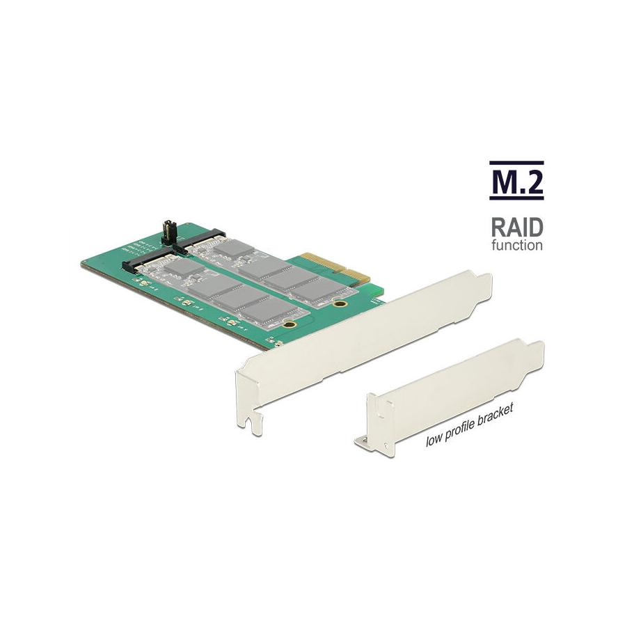 DeLock PCI Express Card > 2x internal M.2 Key B with RAID - Low Profile Form Factor (89536)
