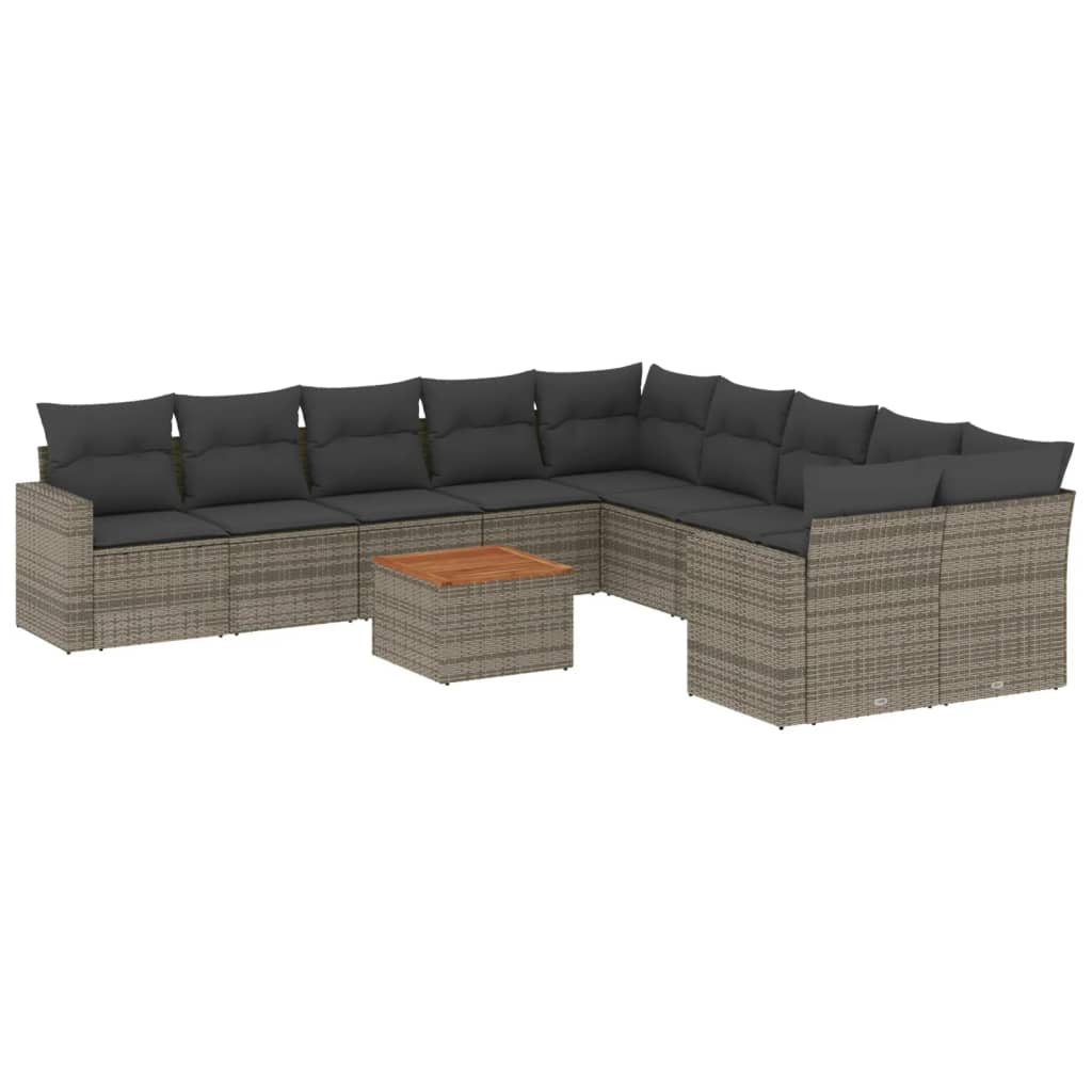 11 részes szürke polyrattan kerti ülőgarnitúra párnákkal (3224317)