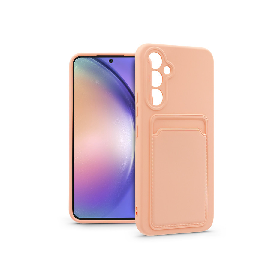 Samsung SM-A546 Galaxy A54 5G szilikon hátlap kártyatartóval - Card Case - pink (PT-6693)