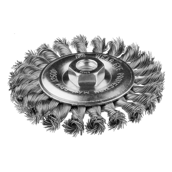 Szczotka druciana tarczowa 115 mm, drut skręcony, INOX, M14