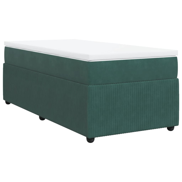 Pat box spring cu saltea, verde închis, 100x200 cm, catifea