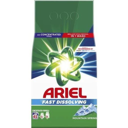 Прах за пране Ariel Mountain Spring, за 45 пранета, 2.475 кг