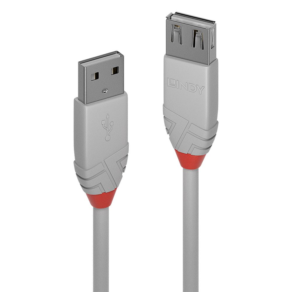 Lindy USB 2.0 Type A hosszabbító kábel 3m szürke (36714) (lindy36714)