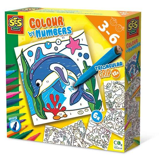 SES Állatos színező + háromszög alakú filctollak (8710341146900)