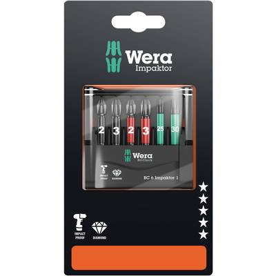 Wera BIT készlet, Torx, kereszthornyú PH, PZ 6 részes készlet Mini-Check IMP DC (05073890001) (05073890001)