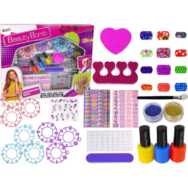 Körömfestő Szett - Körömlakkokkal, Matricákkal, Mintákkal, Glitterekkel, Gyerekeknek