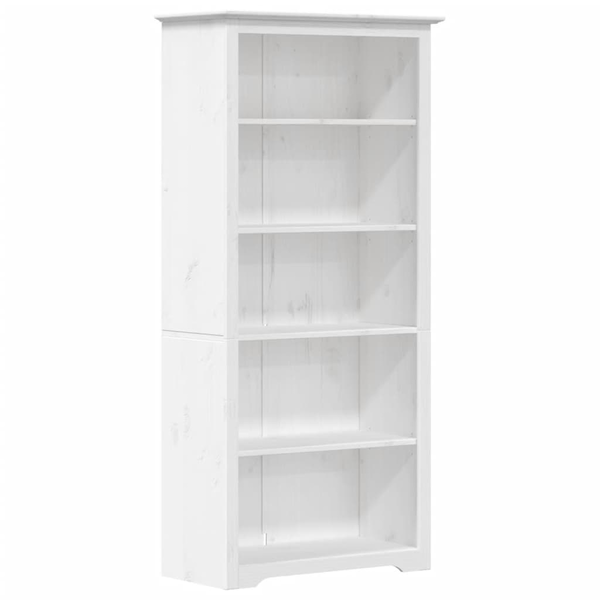 Bibliotecă BODO, alb, 80x38x180 cm, lemn masiv pin, 5 rafturi
