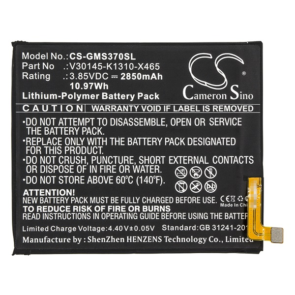 Cameron Sino Li-Polymer akku (3.85V/2850mAh, Gigaset V30145-K1310-X465 kompatibilis) FEKETE (CS-GMS370SL)