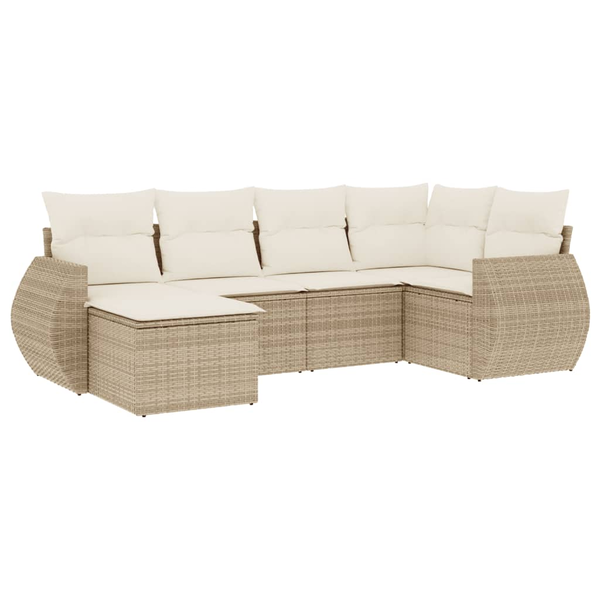 Set canapele de grădină cu perne, 6 piese, bej, poliratan
