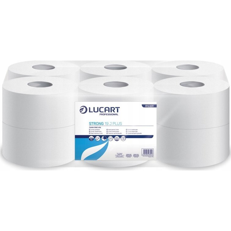 Lucart Toalettpapír 2 rétegű közületi átmérő 19 cm 100 % cellulóz 12 tekercs/karton 19 J PLUS Strong _ hófehér (812201J) (812201J)