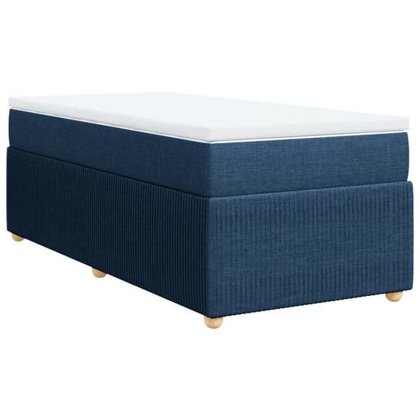 Pat box spring cu saltea, albastru, 90x200 cm, textil