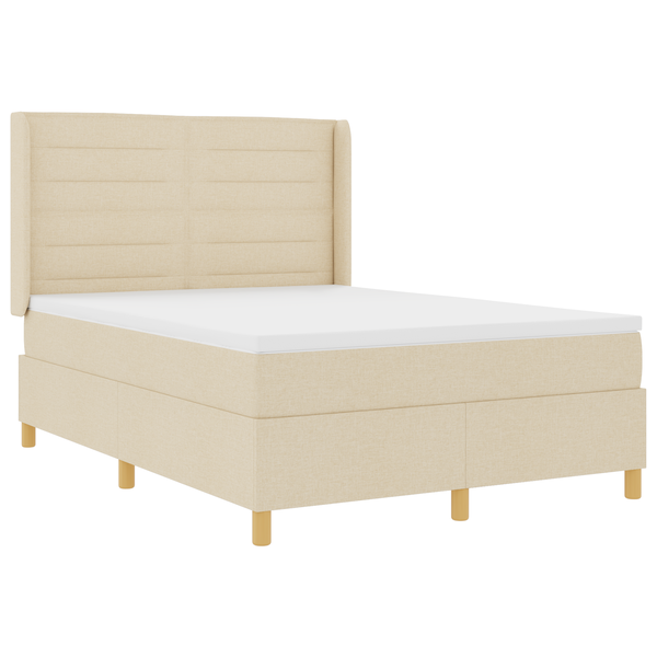 Krém Boxspring Ágy Matraccal, 140x200 cm Szövet