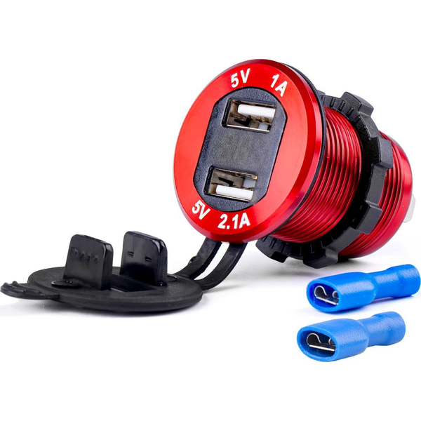 AMiO Vízálló Töltő Feszültségmérő 2xUSB 12/24V MOD-11 (0502861)