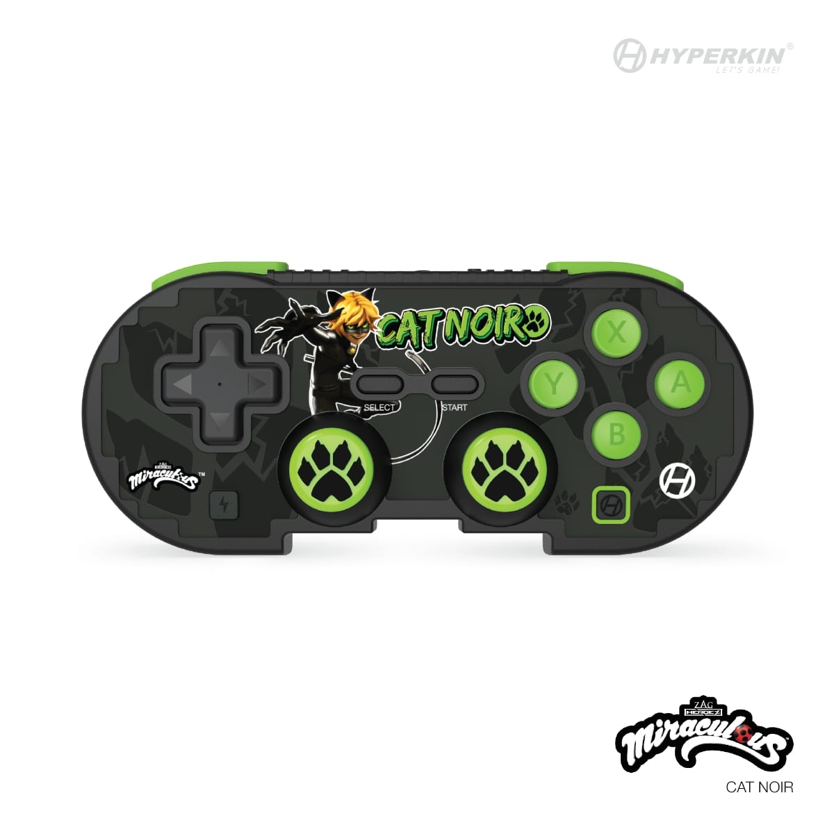 Hyperkin Pixel Art Miraculous Edition (Cat Noir) Vezeték nélküli kontroller - Fekete (PC/Nintendo Switch/Android/iOS) (M01328-MTCN)