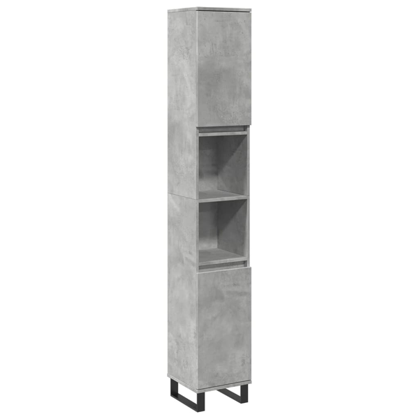betonszürke szerelt fa fürdőszobaszekrény 30 x 30 x 190 cm