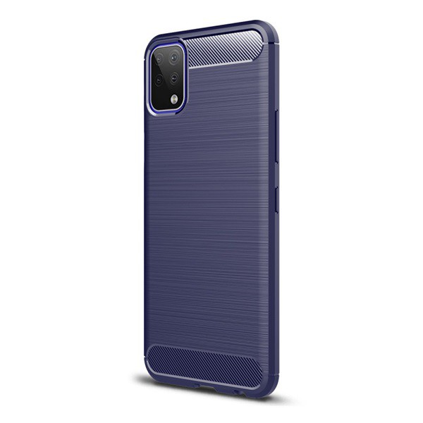 Szilikon telefonvédő (közepesen ütésálló, légpárnás sarok, szálcsiszolt, karbon minta) SÖTÉTKÉK [LG K42 (LM-K420HM)] (5996591024271)