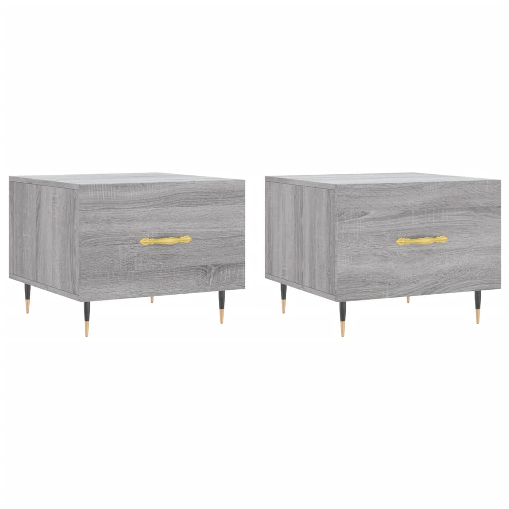 2 db szürke sonoma szerelt fa dohányzóasztal 50 x 50 x 40 cm (829361)