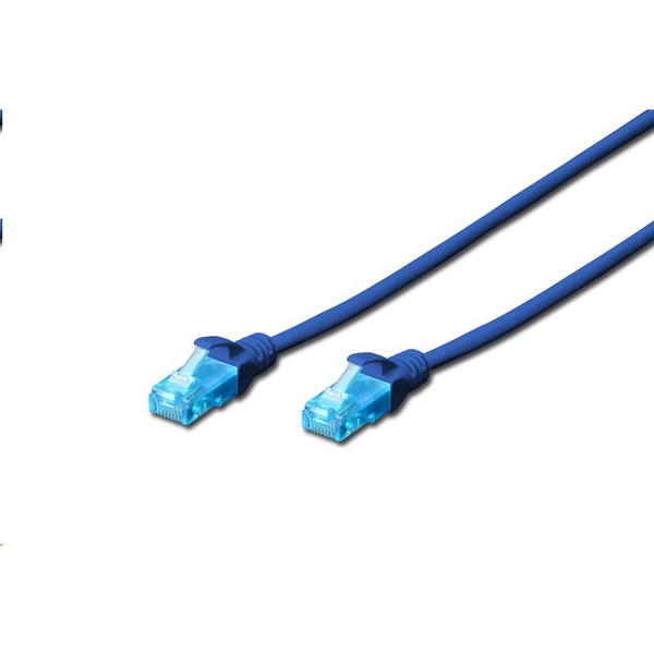 DIGITUS Patchkabel RJ45 U/UTP Cat5e   3.00m blau Hebelschutz Polybeutel