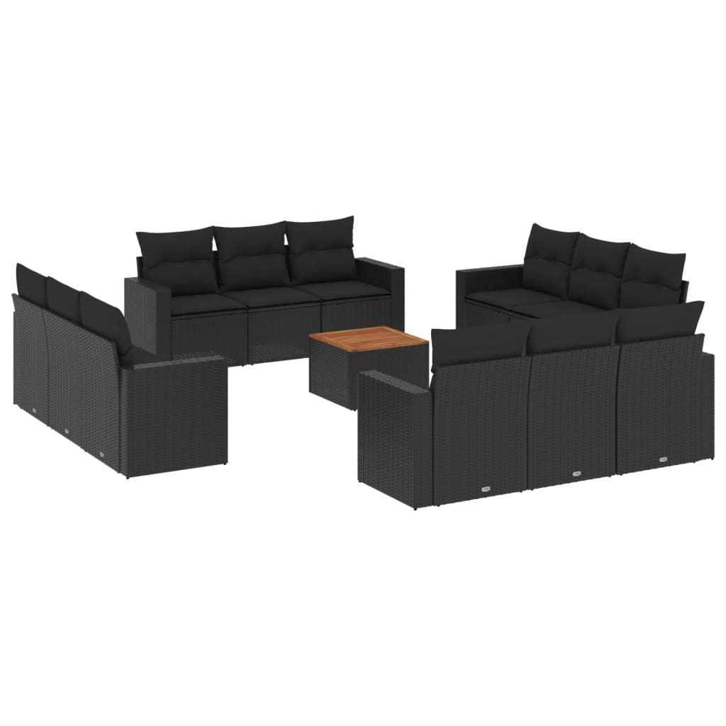 13 részes fekete polyrattan kerti ülőgarnitúra párnákkal (3256384)