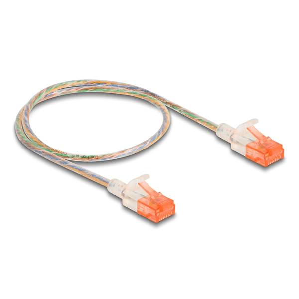 Delock RJ45 Netzwerkkabel Cat.6A U/UTP Slim 0,5 m transparent