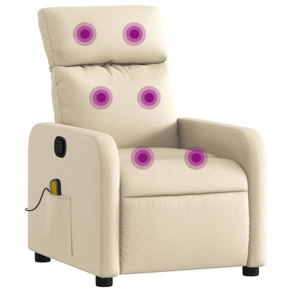 krémszínű szövet dönthető masszázsfotel (374182)
