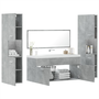 Set mobilier de baie, 4 piese, gri beton, lemn compozit