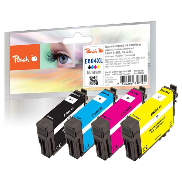 Peach PI200-982 inktcartridge 4 stuk(s) Compatibel Hoog (XL) rendement Zwart, Cyaan, Magenta, Geel