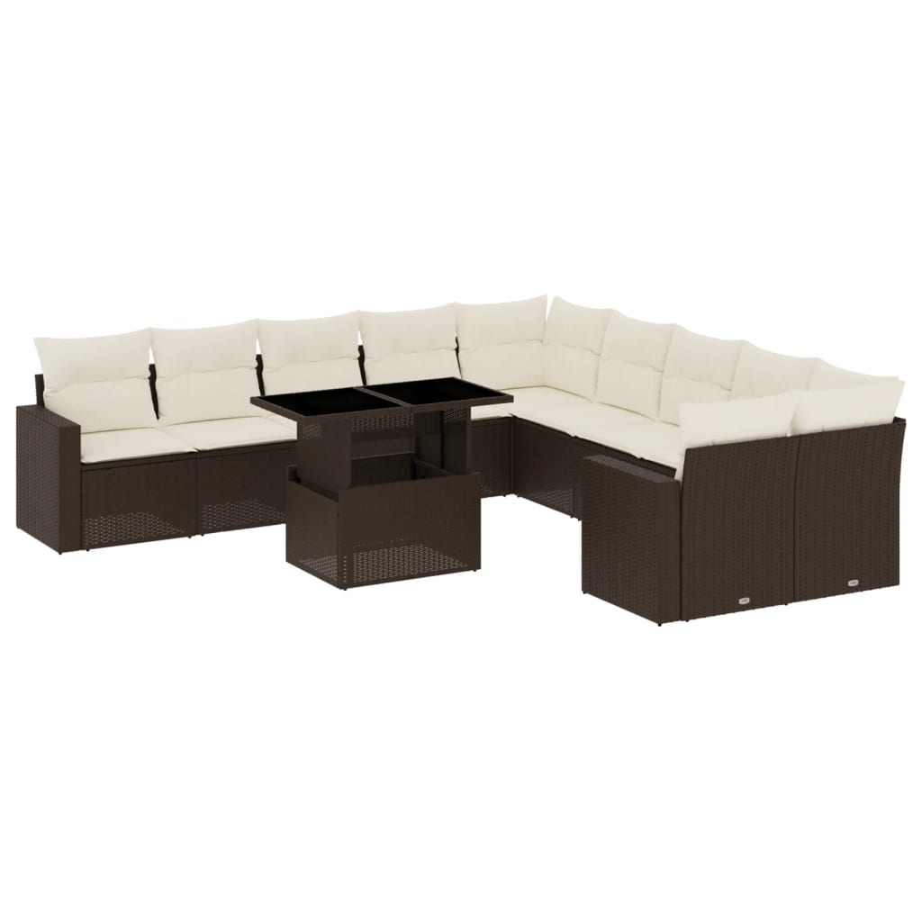 11 részes barna polyrattan kerti ülőgarnitúra párnákkal (3267543)