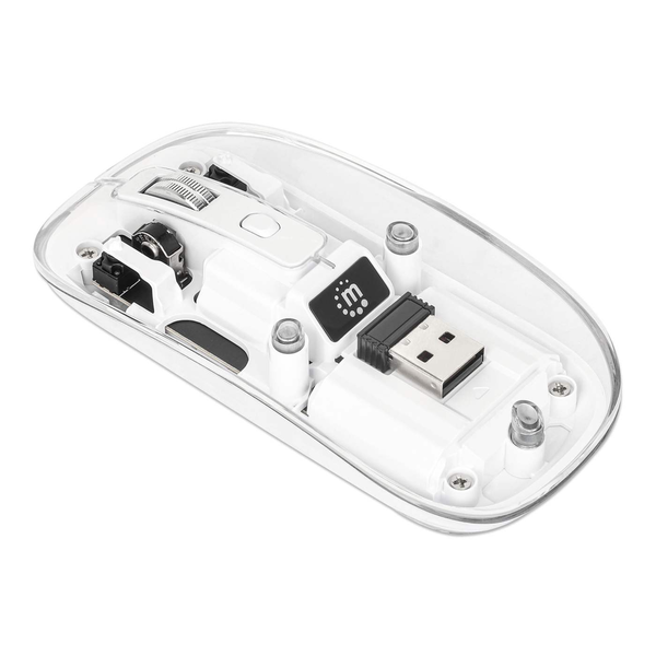 Manhattan 190275 Vezeték nélküli egér 1600 DPI RGB LED Fehér