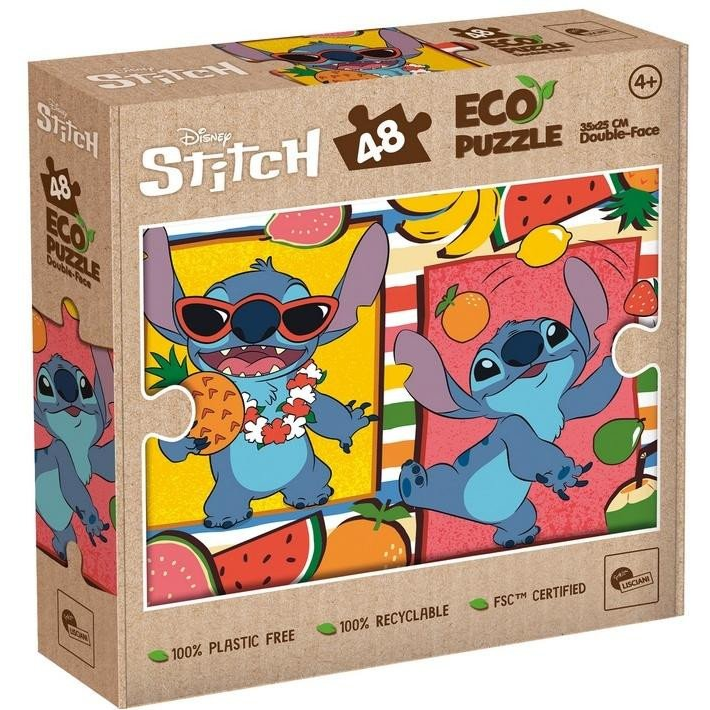 Lilo és Stitch gyümölcsös kaland 2 az 1-ben 48db-os Eco mini puzzle és színező 35x25cm - Lisciani (304-111114)