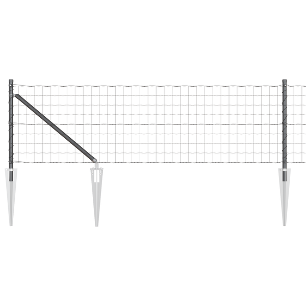 Gard Euro cu 7 stâlpi cu vârf 0.4x10 m Oțel galvanizat Gri