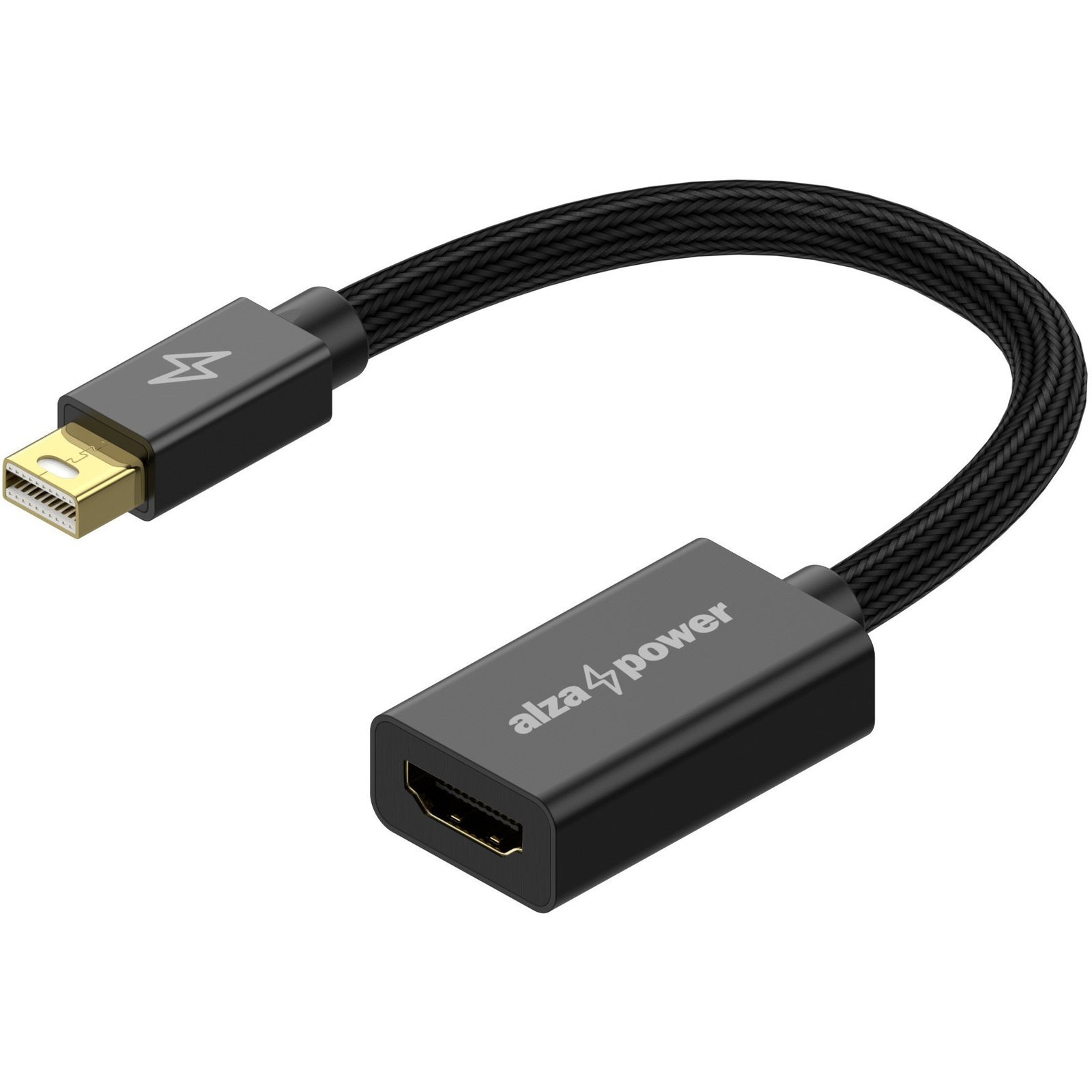 AlzaPower AluCore Mini DisplayPort (M) to HDMI (F) 4K 30Hz, fekete (APW-ADMDPHD2B)