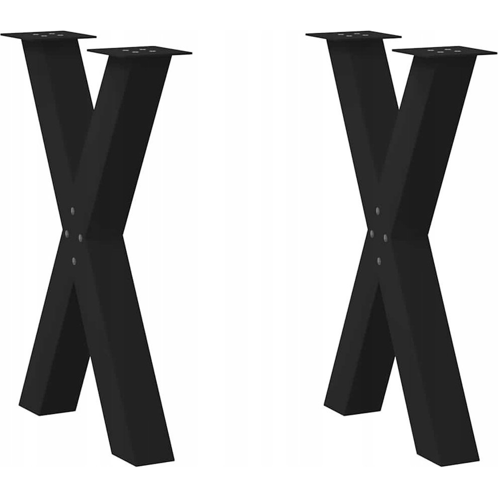 2 db fekete acél étkezőasztal lábak X-alakú 60x(72-73) cm (4012972 VidaXL)