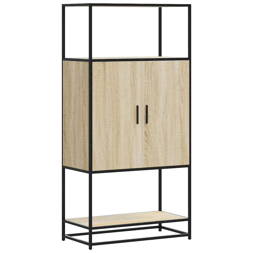 Highboard sonoma tölgy 68x35x139 cm gépelt fa és fém (849040)
