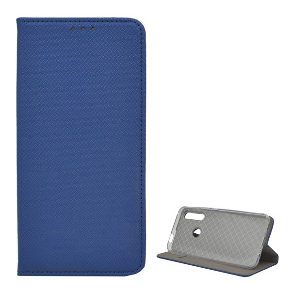 Tok álló, bőr hatású (FLIP, oldalra nyíló, asztali tartó funkció, rombusz minta) SÖTÉTKÉK [Huawei P Smart Z (Y9 Prime 2019)] (5996457897865)