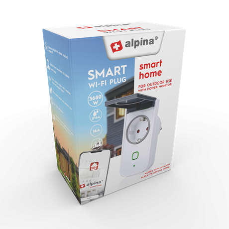 Alpina 26514 Kültéri konnektor WiFi Okos dugalj fogyasztásmérővel - Fehér (26514)