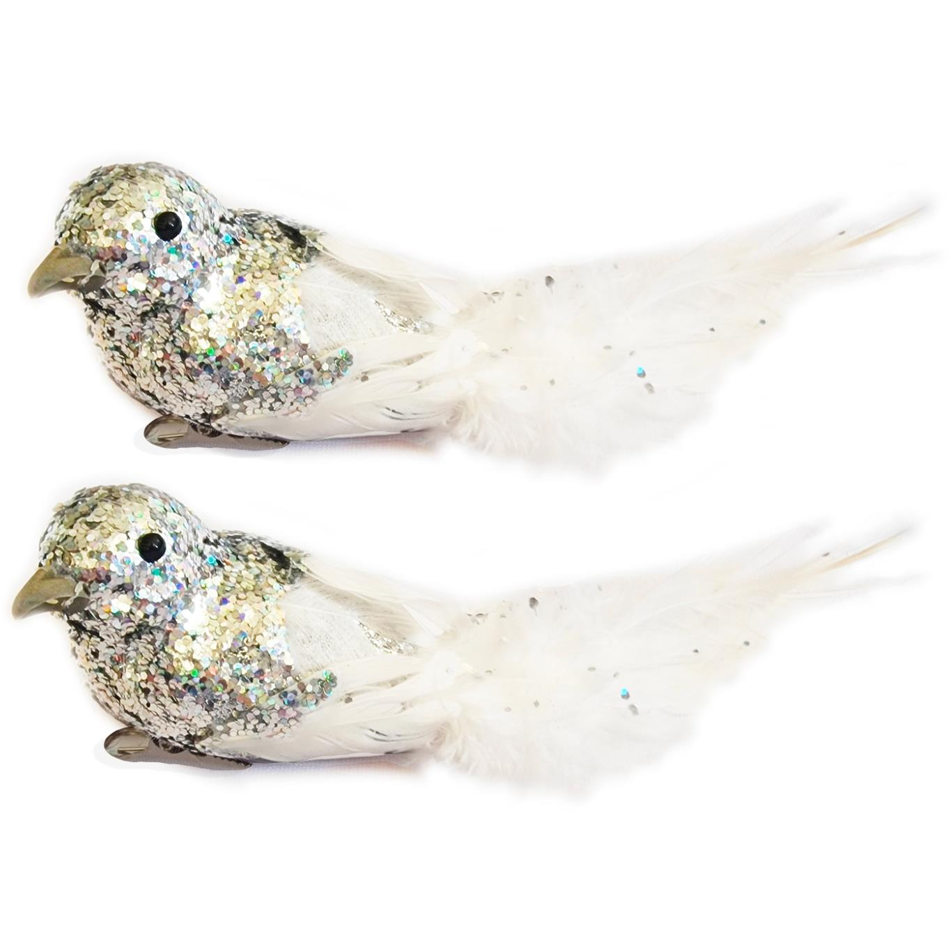 LAALU Madár ezüst csillámokkal 13 cm, 2 db (LAU-6171)
