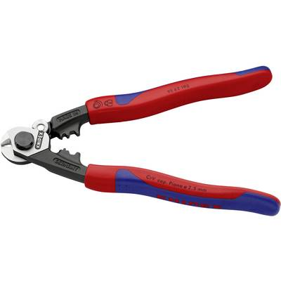 Drótkötélolló 190 mm, kovácsolt, vágóérték: O 7 mm, Knipex 95 62 190 (95 62 190)