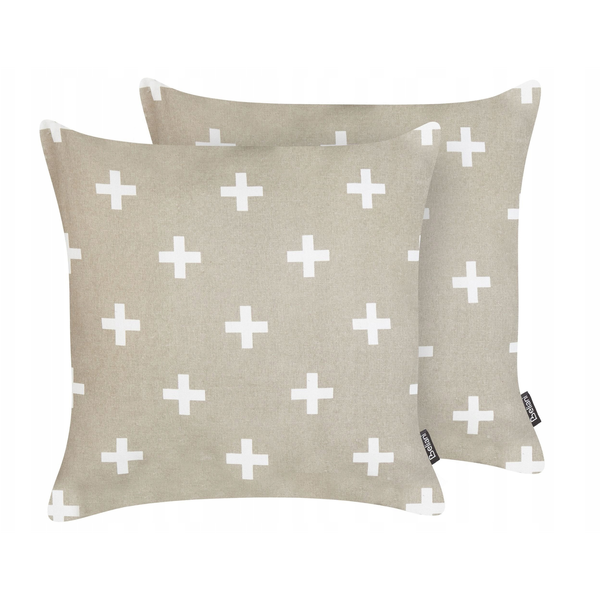 Conjunto De 2 Cojines Decorativos Cuadrados 45 X 45 Cm Gris Pardo Velleia - Beige