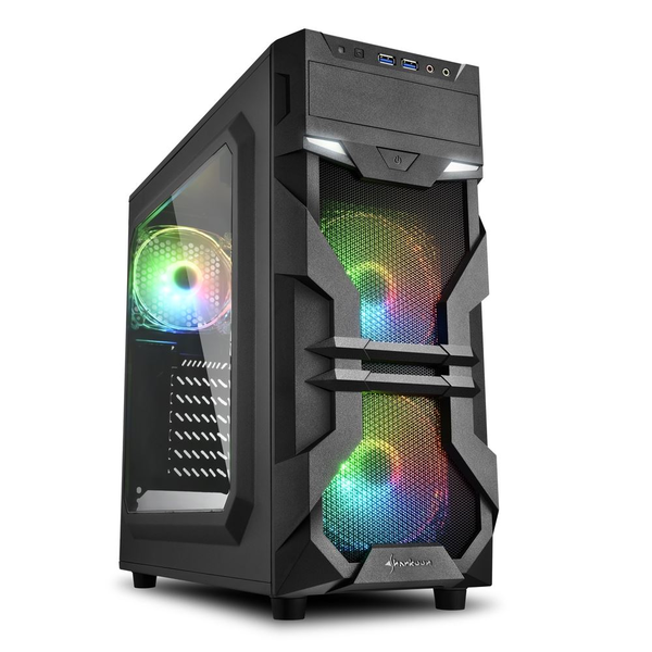 Компютърна кутия Sharkoon VG7-W RGB, Mid-Tower, Без захранващ блок, ATX, Black