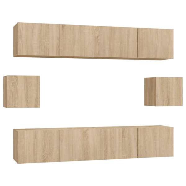 Set dulap TV, 6 piese, stejar sonoma, lemn prelucrat